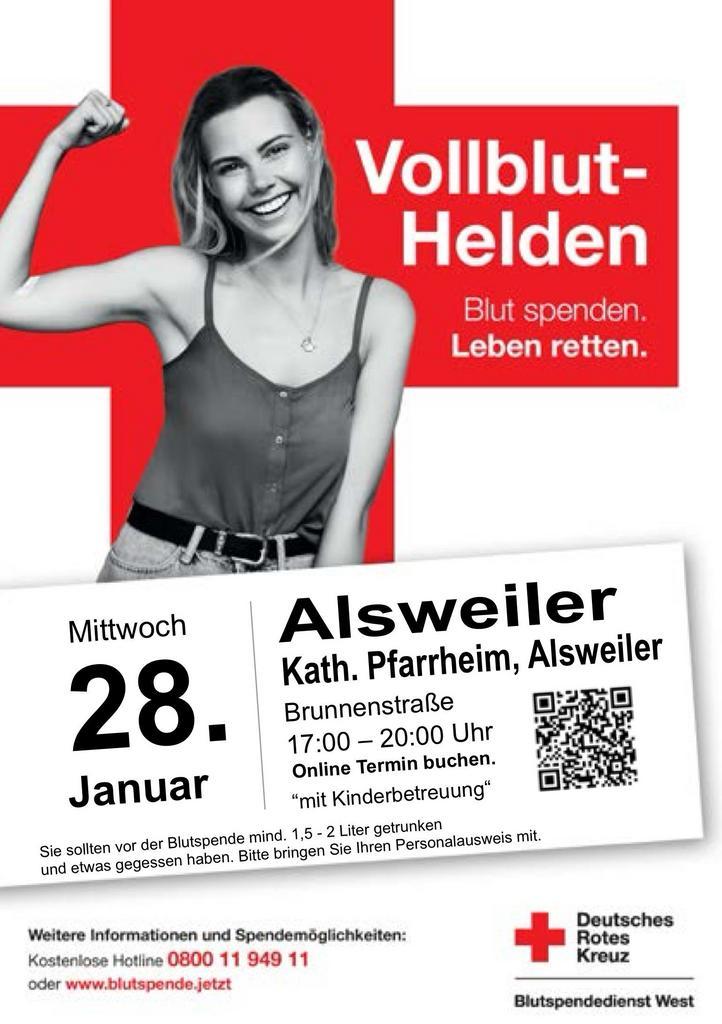 28. Januar Blutspende in Alsweiler