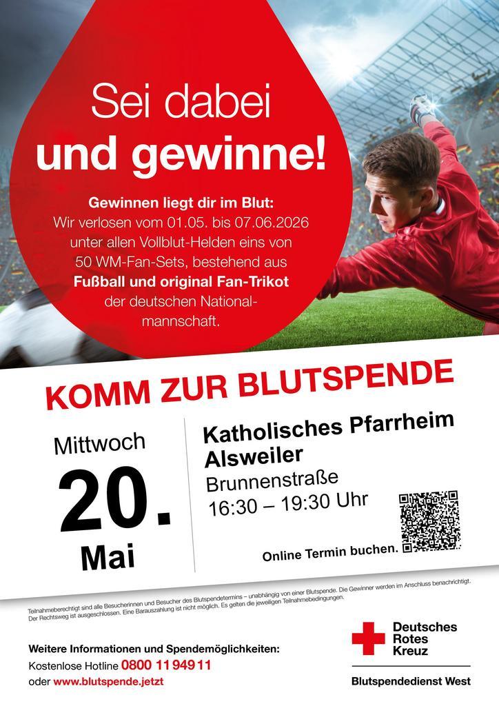 20. Mai: Blutspende in Alsweiler